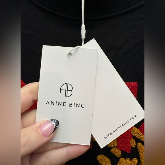 Anine Bing TIGER SWEATSHIRT CHENILLE IN BLACK New with Tags! - Picture 9 of 14